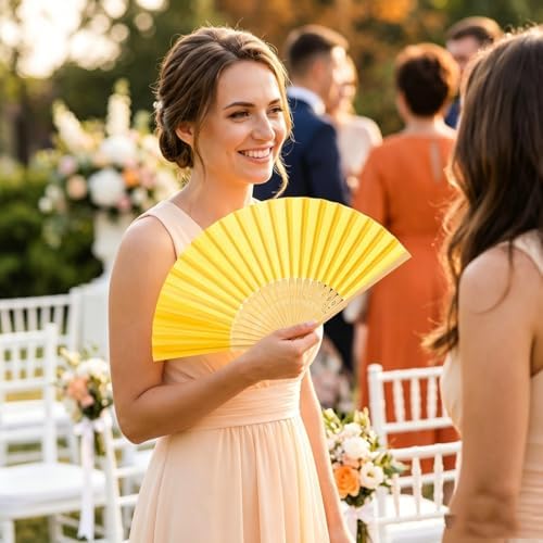 Paper Hand Fans, 8.3 Inch Foldable Handheld Fans for Wedding Favors, Party Decorations, Bridal Shower, Baby Shower, Summer Cooling, (Color 48pcs) - Image 2
