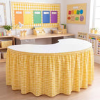 Gingham Teacher Desk Table Skirt for Classroom, Yellow by Unknown