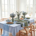 8 Pcs Sage Green and Dusty Blue Cheesecloth Table Runner 118" - Image 3