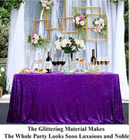 Partisout Tablecloth 90x132 inch Sequin Tablecloth Rectangle Table Cloths Disposable Rustic Party Table Cover Circle Tablecloth Glitter Tablecloth for Birthday Party (90x132 inch, Purple) - Image 4
