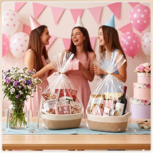 Novabright 6 Pack Small Woven Gift Baskets with Gift Bags Ribbons - Image 5
