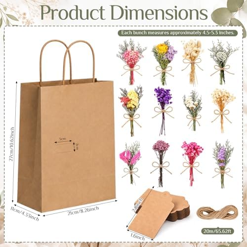 Kolldenn 24 Pack Rustic Gift Bags with Dried Flowers Bridal Shower - Image 5