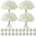 100 Pcs Faux White Hydrangea Artificial Flowers Bulk, Fake Silk Hydrangea Flowers Heads with Stems for Wedding Decorations Garden Party Baby Shower Porch Home Decor Table Centerpieces by Cherica