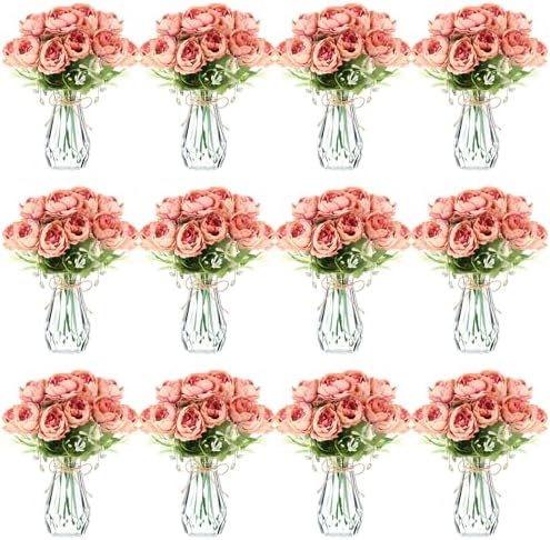 Zeyune 37 Pcs Silk Peonies with Vases Fake Flowers,Coffee,Perfume by Zeyune