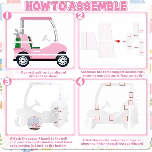3.94 Ft Pink Golf Cart Corrugated Plastic Standee Photo Prop - Image 6