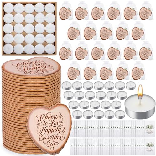 LemonRoad 192 Pcs Wedding Favors for Guests Cork Coasters Candles Bulk Thank You for Celebrating with Us Party Decoration Cards and Organza Bags for Wedding Gift Bridal Shower Party Favor (Heart) by Unknown