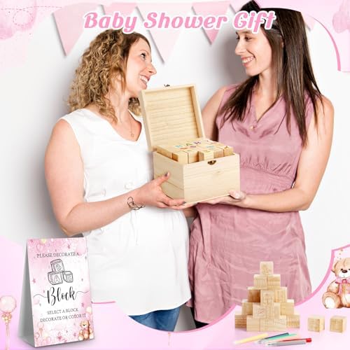 Marsui 136 Pcs Baby Shower Blocks to Decorate Game Kit, Pink Bear - Image 6