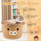 Large Highland Cute Cow Basket for Nursery,Laundry Blanket Gift Basket - Image 3
