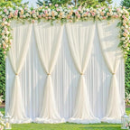 Ivory Tulle Backdrop Curtain for Parties Wedding,30ft x 10ft Wrinkle Free Curtain Backdrop,2 Layer Drapes for Backdrop,Polyester Back Drop for Bridal Shower Birthday Baby Shower Photography by Shillance