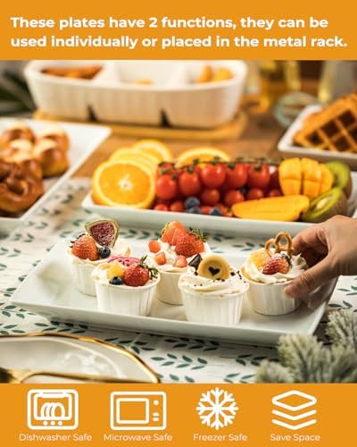 LAUCHUH 3 Tier Serving Tray, Porcelain Serving Platter Tier Serving Stand - Image 4