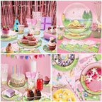 144Pcs Pink Winnie Bear Baby Shower Plates and Napkins Tableware Set, Plates Napkins Cups Straws and Forks Sets, Winnie Baby Shower Decorations Birthday Party Supplies, Serves 24 Guests - Image 6