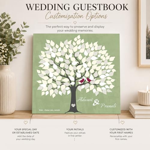 MuralMax Personalized Wedding Signing Tree Canvas Guest Book Wall Art - Image 6