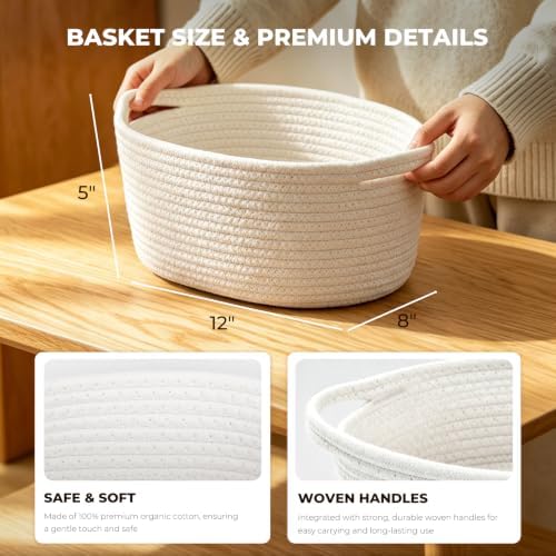 8 Pack Small Woven Baskets, 12"x 8"x 5" Empty Gift Baskets with Gift Bags and Bows, Gift Baskets for Christmas Mother's Day, Baby Showers, Birthdays, Raffle Storage Basket with Handles, White - Image 2
