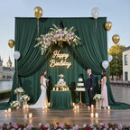10ftx15ft Hunter Green Backdrop Curtains for Parties, Wrinkle Free Polyester Hunter Green Photo Backdrop Drapes 2 Panels 15 ft Long Back Drop Cloth for Wedding Birthday Photography Background Party - Image 7