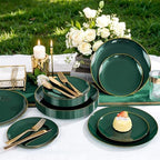 YOUBET 175PCS Green Plastic Plates with Gold Rim for Wedding Party - Image 3