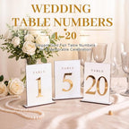 Geelin 20 Pcs Wooden Wedding Table Numbers 1-20 with Stands, White - Image 6