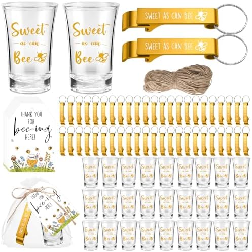 Pickmesh 50 Set Bee Baby Shower Favor Shot Glass Bottle Opener Keychain by Pickmesh