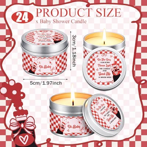 24 Pcs She's Ready to Pop Baby Shower Party Favors Candles Lavender Scented Red Coquette Retro Soda Baby Shower Decorations for Guests Rustic Tealights Candle Gender Reveal Return Gifts 1.2 oz - Image 2