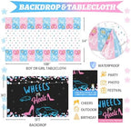 Hombae Wheels or Heels Gender Reveal Decorations, 169 PCs Boy or Girl Gender Reveal Decorations Backdrop Balloon Garland Banner Tablecloth Cake Cupcake Topper Box Cutout Poster Sash Pink Blue - Image 4