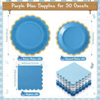 Zhehao 150 Pcs Blue Paper Plates Napkins Serves 50 - Image 4