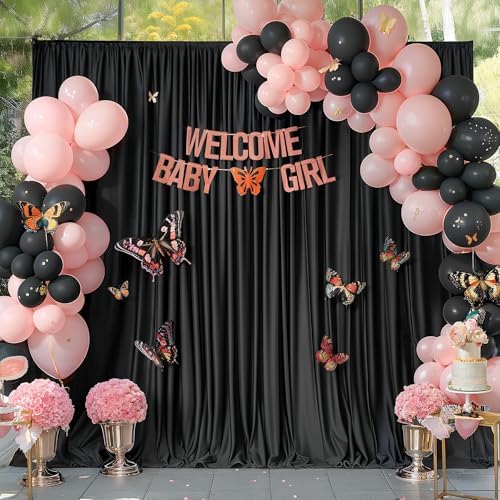 10x10ft Black Backdrop Curtains for Wedding Parties Wrinkle Free Black Curtains Photo Backdrop Drapes for Photography Birthday Baby Shower Soft Fabric Party Backgournd for Photoshoot 5x10ft, 2 Panels - Image 3