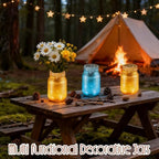 20 Pcs Painted Mason Jars with 20 Light Strings and 1 Ribbon Gold Glass Centerpiec Jars for DIY Table Wedding Housewarming Home - Image 3