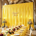 Yellow Satin Backdrop Curtains 2 Panels - Glitter Photo Drapes for Baby Shower, 10x10FT Shimmer Back Drop Cloth, Wrinkle Free for Birthday Graduation Party Wedding Background - Image 4