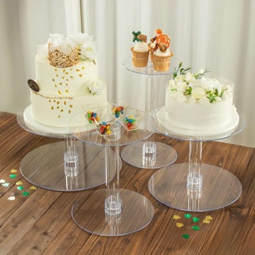 Efavormart Lovely 4 Tier XL Acrylic Crystal Glass Clear Cake Dessert Decorating Stand for Birthday Xmas Party Wedding by efavormart