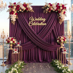50ft×12ft Wrinkle Free Burgundy Backdrop Curtain for Wedding Parties, 10 Panels 5×12ft Long Soft Silky Polyester Backdrop Drapes Maroon Photo Back Drop Cloth for Birthday Photography Background by ENJOYYOURPARTY