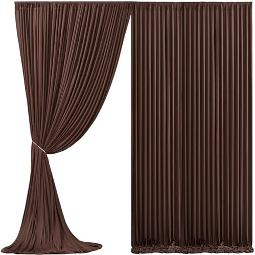 Brown Backdrop Curtain for Parties Wedding Wrinkle Free Brown Photo Curtains Backdrop Drapes Fabric Decoration for Birthday Party Baby Shower 5ft x 7ft,2 Panels by Tao-GePartyDecorations