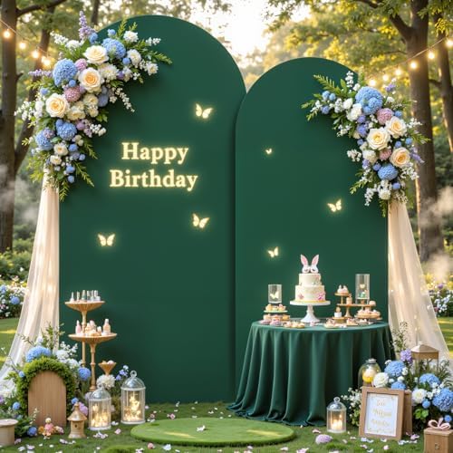 Hunter Green Arch Backdrop Cover 7.2FT 6FT Spandex Arch Covers Stretchy Backdrop Set of 2, Double-Layer Wrinkle Free Wedding Arch Stand Cover Party Backdrop Curtains for Baby Shower Birthday Party - Image 2