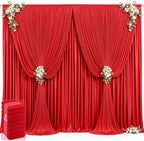 40ft x 12ft Red Backdrop Curtains Wrinkle Free Backdrop Curtain for Wedding Parties Red Fabric Backdrops Drapes Back Drop Cloth Bridal Shower Stage Curtains Wedding Decorations for Reception by Tao-GePartyDecorations