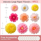 Alecono 9 Pcs Giant Paper Flowers Decorations for Wall (24", 20", 14") - Image 5