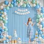 8 Panels Baby Blue Backdrop Curtains - Wrinkle Free Fabric Backdrop Curtain for Photoshoot, 10FT Wedding Party Photo Backdrop Drapes for Birthday Baby Shower Photography Stage Background Decorations - Image 3