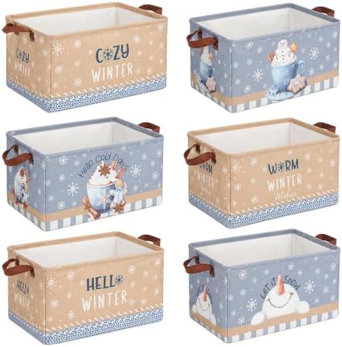CHENGU 6 Pack Winter Storage Bin Collapsible Winter Christmas Basket by CHENGU