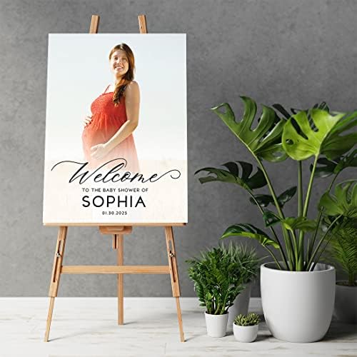 Andaz Press 16X20 Canvas Personalized Welcome Baby Shower Sign with Photo, Custom Welcome Baby Shower Sign for Easel, Large Customized Welcome Sign for Baby Shower Entrance with Picture for Sign in - Image 2