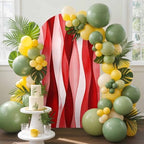 Red Water Waves Arch Backdrop Cover 7.2 ft Ombre Abstract Strips 2 Sided Wedding Arch Covers Stretchy Backdrop Round Top for Birthday, Party, Baby Shower Decorations - Image 2