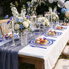 I00000 350 Pcs Dark Blue Plastic Plates Set for 50 Guests,Blue Dinnerware Include 50 Dinner Plate 50 Dessert Plate,50 Cups,50 Pre Rolled Napkins with Cutlery Set for Party Wedding - Image 2
