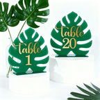 Palm Leaf Theme Wedding Acrylic Table Number 1-20 with 20Pcs Stands, 5"x7" Table Centerpiece Decor for Indoor Outdoor Tropical Safari Jungle Hawaiian Wedding Bridal Shower Anniversary by CORNERLACE