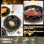 Hioasis 350 Pcs Black and Gold Plastic Plates for Wedding & Party - Image 6