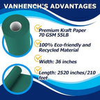 Vanhench 36" x 2520" (210') Green Solid Color Wrapping Paper, Art Construction Paper for Fathers Day, Birthday, Bouquet Flower Crafts Packing & Poster Bulletin Board - Image 2