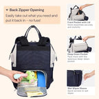 BabbleRoo Diaper Bag Backpack, Multifunction Large Bags with Changing Pad & Stroller Straps Pacifier Case, Unisex Stylish Travel Back Pack Nappy for Moms Dads (Stone Gray Blue) - Image 5