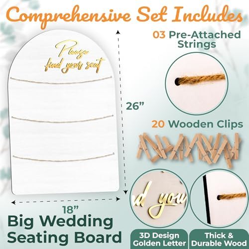 STOFINITY Wedding Seating Chart Board, Wood, 18x26 in, White - Image 2