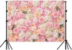 12x10ft Pink & Peach Floral Wall Backdrop, Blush Rose Hydrangea Flower Photography Background for Wedding, Bridal Shower, Baby Shower & Photo Booth Props - Image 2
