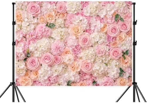 10x10ft Pink & Peach Floral Wall Backdrop, Blush Rose Hydrangea Flower Photography Background for Wedding, Bridal Shower, Baby Shower & Photo Booth Props - Image 2