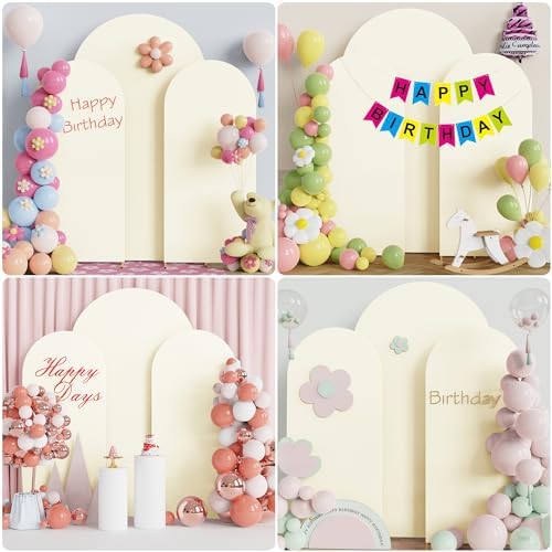 Wokceer Ivory Arch Backdrop Covers Stretchy Backdrop 7.2FT, 6FT, 6FT - Image 4