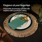 Linen-Feel Dinner Napkins With Flatware Pocket, Champagne, 50-Pack - Image 2