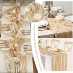 20 Pack Beige Cheesecloth Table Runner 10FT Long Boho Gauze Fabric Table Runner Vintage Rustic Sheer Runners for Wedding Party Bridal Baby Shower Table Decorations - Image 7