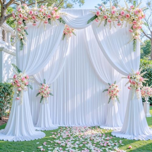 10x10 White Backdrop Curtain for Parties Wedding Wrinkle Free White Photo Curtains Backdrop Drapes Fabric Decoration for Baby Shower 5ft x 10ft,2 Panels - Image 4