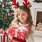 WRAPAHOLIC 30 Inch Jumbo Reversible Red Christmas Wrapping Paper - 30 Inch x 100 Feet Jumbo Roll Reindeer Wrapping Paper and Solid Red Design with Metallic Foil Shine for Christmas, Holiday, Party - Image 7